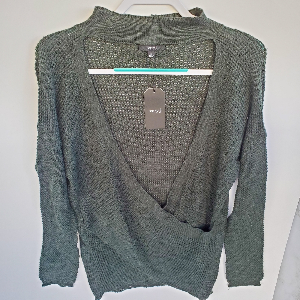 Very J Turtleneck Crossover Seeater in Deep Green